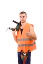 Young man whit drillmachine Royalty Free Stock Photo