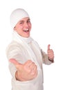 Young man in white tuque Royalty Free Stock Photo