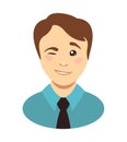 Young man wink. Flat illustration Royalty Free Stock Photo