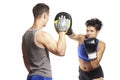 Young man and woman boxing sparring Royalty Free Stock Photo