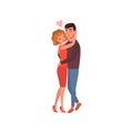 Young man and woman characters in love hugging, happy romantic loving couple cartoon vector Illustration Royalty Free Stock Photo