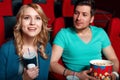 Young man and woman in cinema Royalty Free Stock Photo