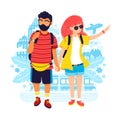Young man and woman couple in travel Royalty Free Stock Photo