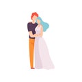 Young Man and Woman in Love Hugging, Happy Romantic Couple Posing Vector Illustration