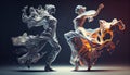 man and woman pair dancing and singing, ai generated