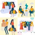 Young man and woman at shopping. Royalty Free Stock Photo