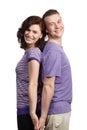 Young man and woman stand back to back Royalty Free Stock Photo