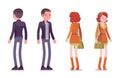 Young man and woman standing, front, rear view Royalty Free Stock Photo
