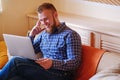 Young man working absorbed on laptop at home Royalty Free Stock Photo