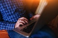 Young man working absorbed on laptop at home Royalty Free Stock Photo