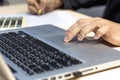 Young man working with laptop