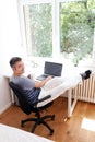 Young man working on laptop