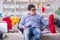 The young man working studying in messy room Royalty Free Stock Photo