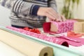 Young man wrapping a gift Royalty Free Stock Photo