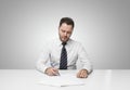 Young man writing on paper Royalty Free Stock Photo