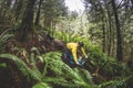 Young man on mountain bike