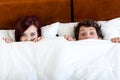 Young marriage in bed