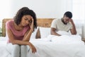 Young married african american couple having relationships crisis Royalty Free Stock Photo