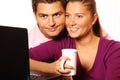 Young married couple browsing the Internet