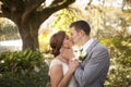 Young married couple in the garden Royalty Free Stock Photo