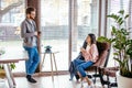 Young couple spending morning in new home, discussing their plans for future Royalty Free Stock Photo