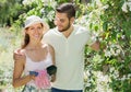 Young married couple planting plants Royalty Free Stock Photo