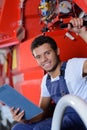 Young mechanic looking at camera Royalty Free Stock Photo
