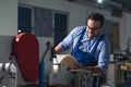 Mechanical engineer working on machines Royalty Free Stock Photo