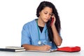 Young medical student with a phone Royalty Free Stock Photo