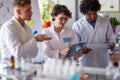 Young medical workers working in lab Royalty Free Stock Photo