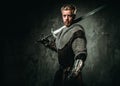 Medieval knight with sword and armour Royalty Free Stock Photo