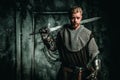 Medieval knight with sword and armour Royalty Free Stock Photo