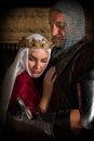 Loving Medieval queen and knight Royalty Free Stock Photo