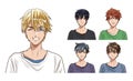 Young men anime style character Royalty Free Stock Photo