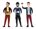 Young men character flat set in different poses Royalty Free Stock Photo