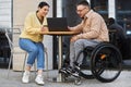 Man with disability having business meeting Royalty Free Stock Photo