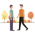 Young men with landscape avatar character Royalty Free Stock Photo