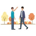 Young men with landscape avatar character Royalty Free Stock Photo