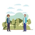 Young men with landscape avatar character Royalty Free Stock Photo