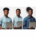 Young men with laptops, isolated on white background isolated on white background Royalty Free Stock Photo