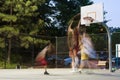 Young Men Motion Blur Playing Pickup Basketball Game At Park Royalty Free Stock Photo