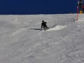 Young men skiing in the Swiss mountains at Davos Klosters Switzerland at ski slope on Jakobshorn Royalty Free Stock Photo