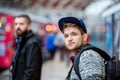 Young men in subway Royalty Free Stock Photo