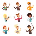 Young men and women of different professions set, people avatars collection colorful vector Illustrations Royalty Free Stock Photo
