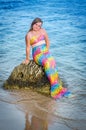 Young mermaid girl in outdoor portrait