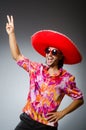 The young mexican man wearing sombrero Royalty Free Stock Photo