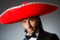 The young mexican man wearing sombrero Royalty Free Stock Photo