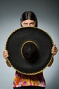 The young mexican man wearing sombrero Royalty Free Stock Photo