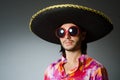 Young mexican man wearing sombrero Royalty Free Stock Photo