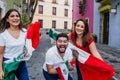 Young mexican soccer fans holding flags in Mexico Royalty Free Stock Photo